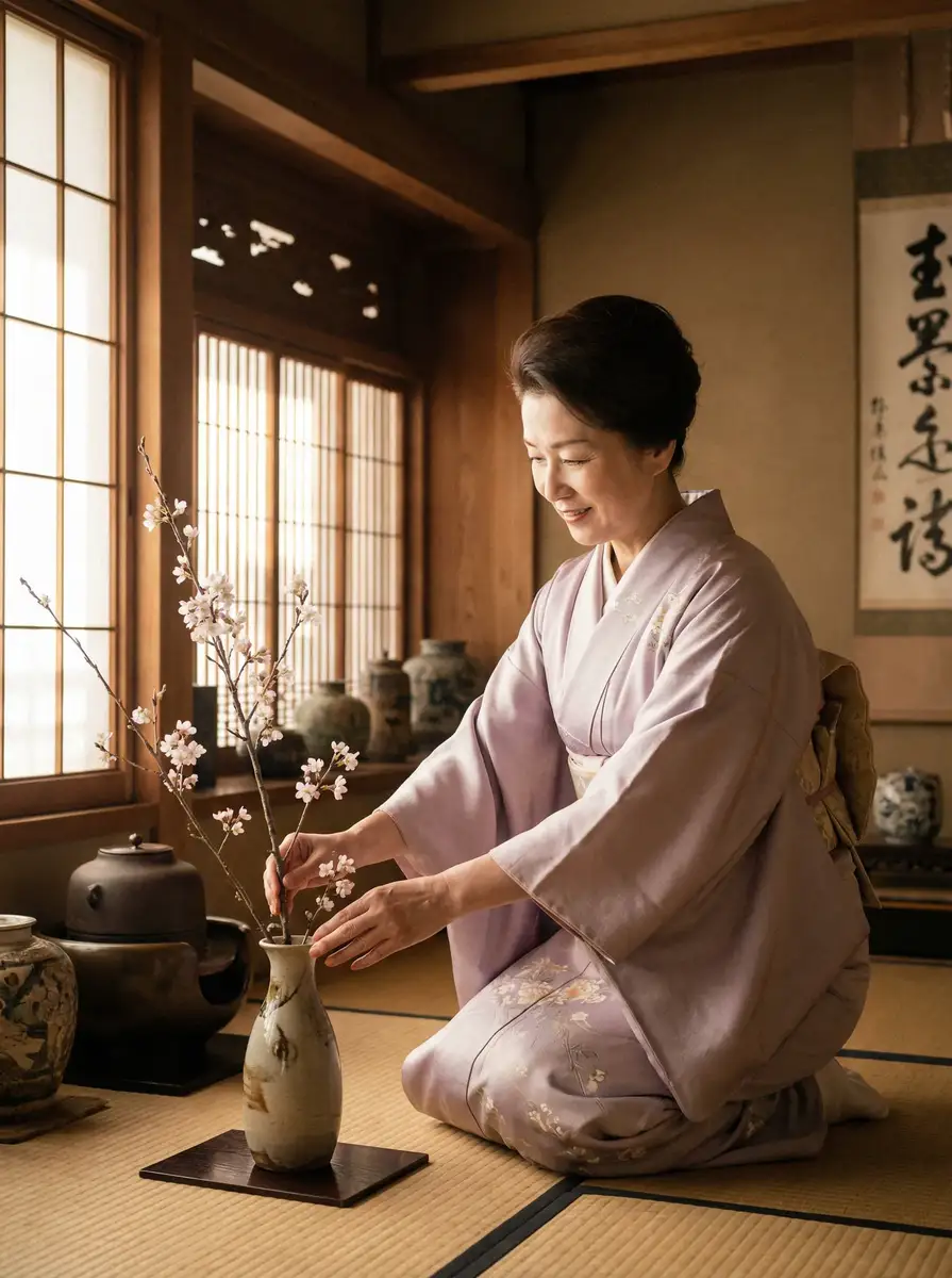 一位优雅的 尤物 - 美女系列与极品写真推荐 在和室中插花